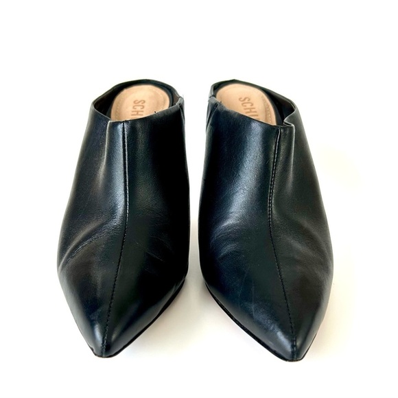 SCHUTZ Point Toe Leather Mules Stiletto High Heels Black Leather Size 7.5 - Picture 5 of 9